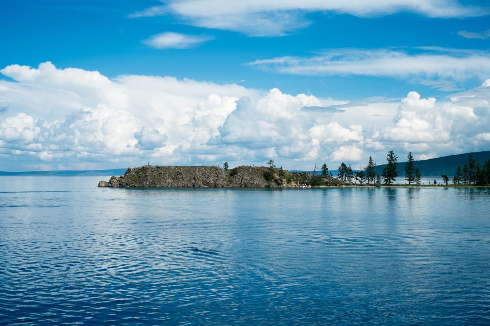 Lake khuvsgul blue water and sky
