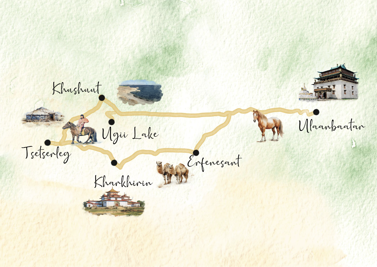 Scenic route for motorcycle tour in Mongolia