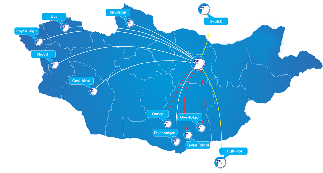 Aero Mongolia flight route map