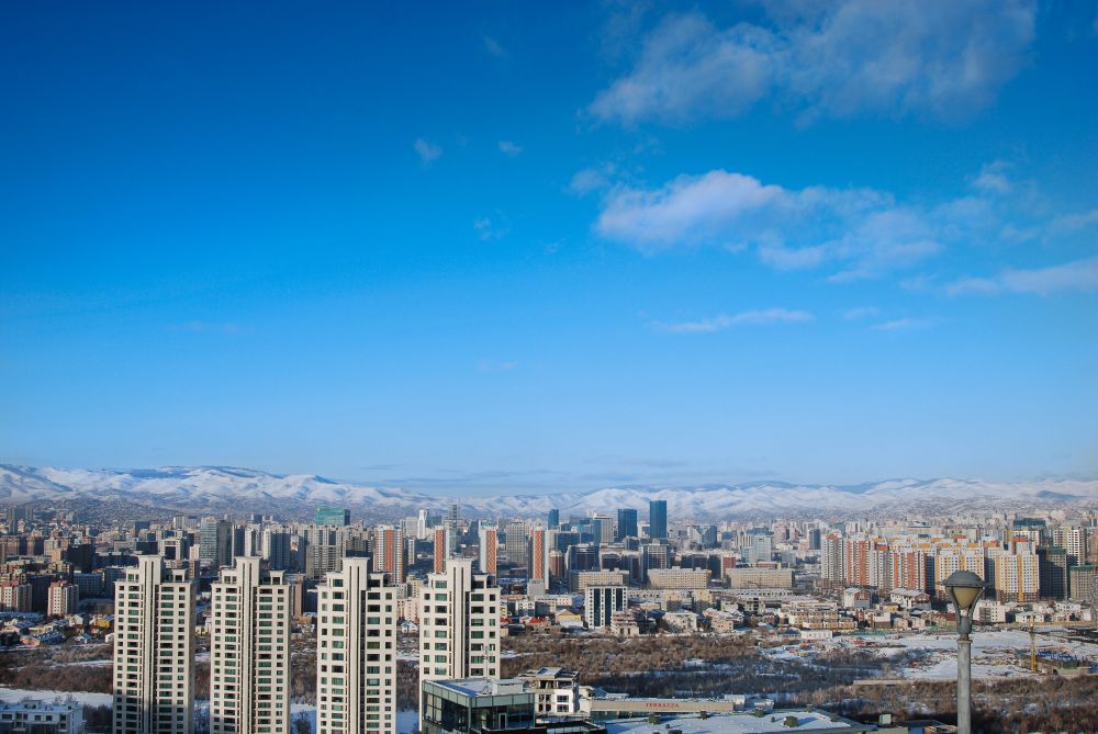 Aerial of the Ulaanbaatar from Zaisan Monument