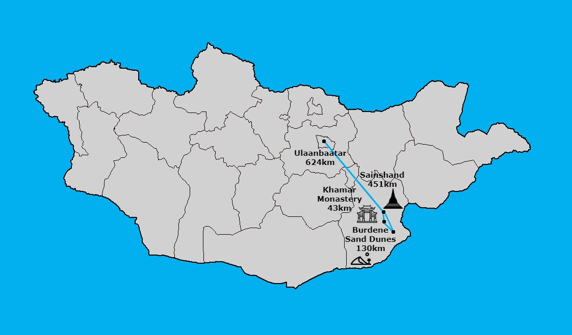 Sainshand trip map